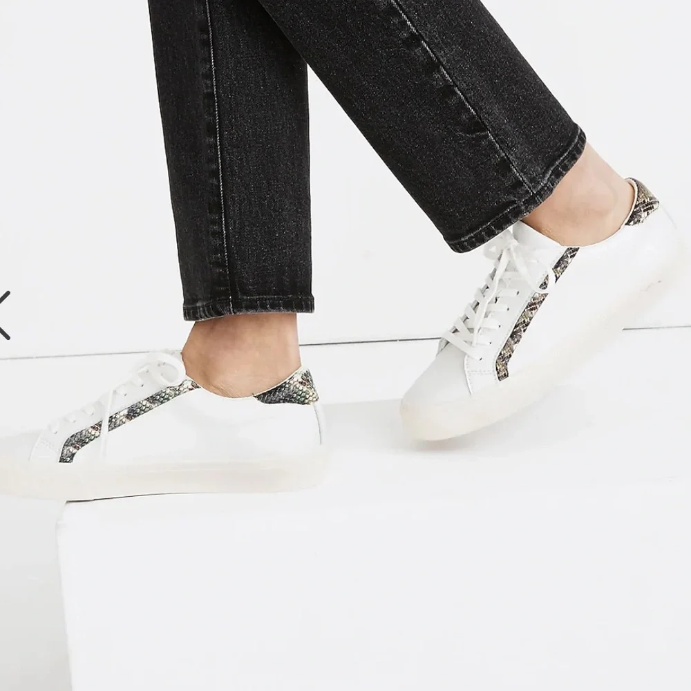 Madewell Sidewalk Low-Top Sneakers in Snake Embossed Leather